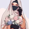Burka Girl Holding Flowers Diamond Painting
