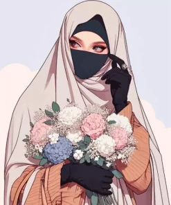 Burka Girl Holding Flowers Diamond Painting