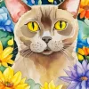 Burmese Cat And Flowers Diamond Painting