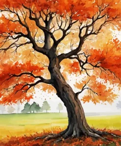 Burnt Orange Tree Diamond Painting