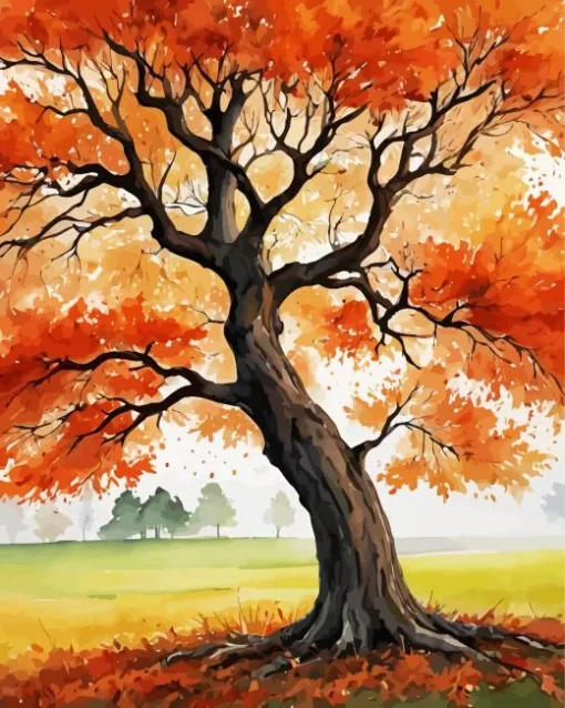Burnt Orange Tree Diamond Painting