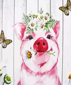 Butterflies And Pig Diamond Painting