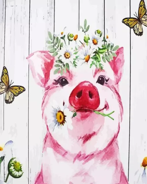 Butterflies And Pig Diamond Painting