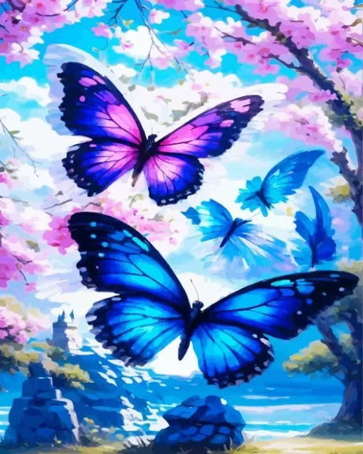 Butterflies Landscape Diamond Painting