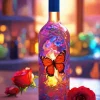 Butterfly And Flowers In Glass Bottle Diamond Painting