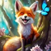 Butterfly And Fox Diamond Painting