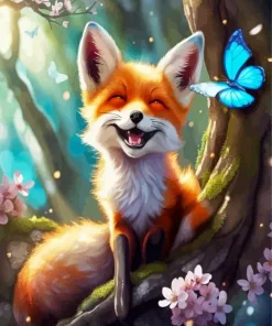 Butterfly And Fox Diamond Painting