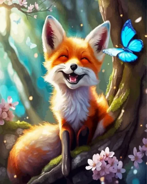 Butterfly And Fox Diamond Painting