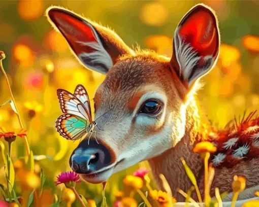 Butterfly Deer Diamond Painting