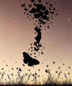 Butterfly Girl Silhouette Diamond Painting