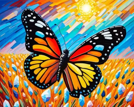 Butterfly In A Field Art Diamond Painting