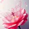 Butterfly On Pink Flower Diamond Painting