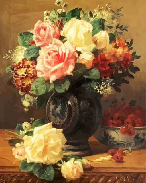 Cabbage Roses Vase Diamond Painting