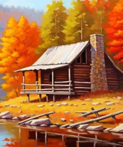 Cabin In Fall Diamond Painting