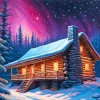 Cabin In Snow Woods Diamond Painting