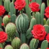 Cactus And Roses Diamond Painting