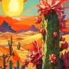 Cactus At Sunrise Art Diamond Painting