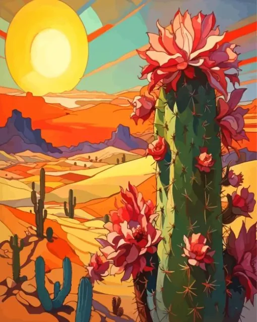Cactus At Sunrise Art Diamond Painting