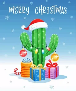 Cactus Christmas Sayings Diamond Painting