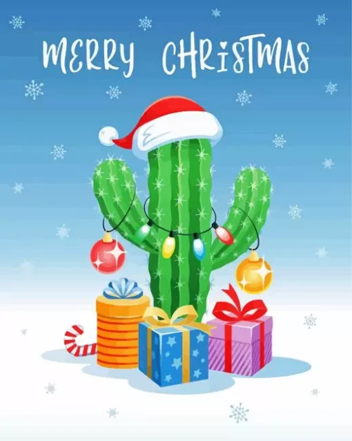 Cactus Christmas Sayings Diamond Painting