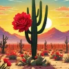 Cactus Red Flower Diamond Painting