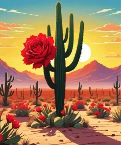 Cactus Red Flower Diamond Painting