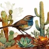 Cactus Wren Art Diamond Painting