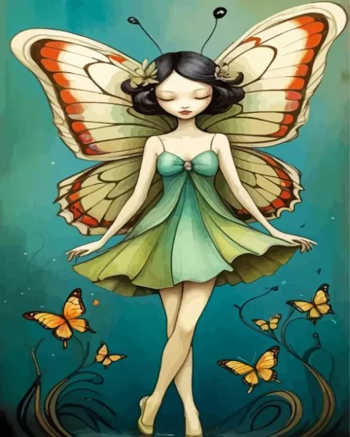 Cartoon Butterfly Girl Diamond Painting