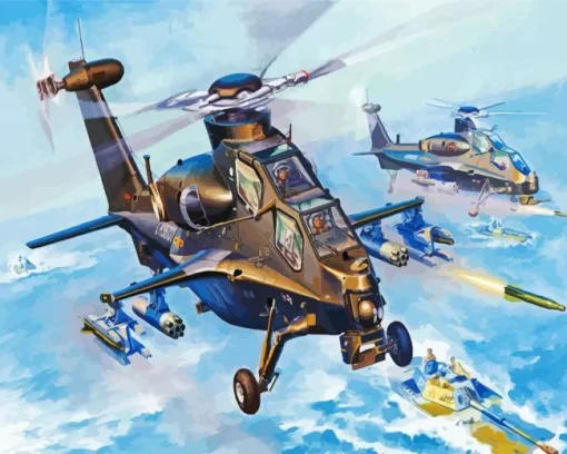 Chinese Caic WZ10 Helicopter Diamond Painting