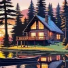 Christmas Cabin In The Woods Diamond Painting