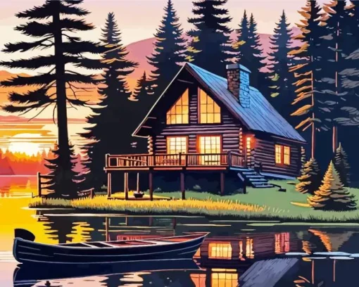Christmas Cabin In The Woods Diamond Painting