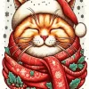 Chubby Funny Christmas Cat Art Diamond Painting