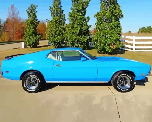 Classic Blue Ford Mustang Diamond Painting