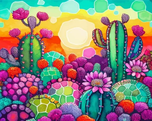Colorful Cactus Art Diamond Painting