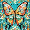 Colorful Folk Art Butterfly Diamond Painting