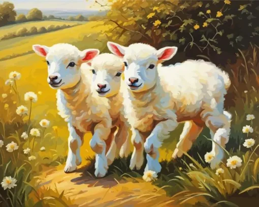 Cool Fluffy Lambs Art Diamond Painting