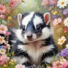 Cute Flower Cartoon Skunk Diamond Painting