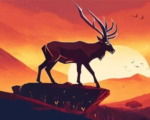 Deer Silhouette Diamond Painting