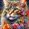 Flower Cat Art Diamond Painting