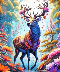 Flower Deer Art Diamond Painting