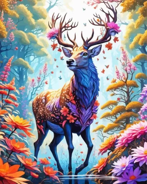 Flower Deer Art Diamond Painting