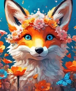 Flower Fox Diamond Painting