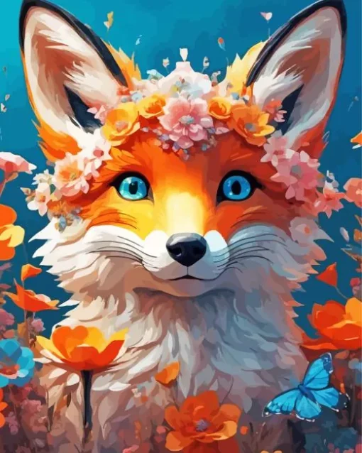 Flower Fox Diamond Painting