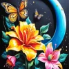 Flower With Butterfly Diamond Painting