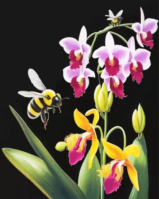 Flowers And Bees Diamond Painting