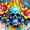 Flowers And Skulls Diamond Painting