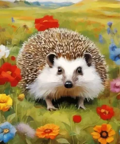 Flowers And The Hedgehog Diamond Painting
