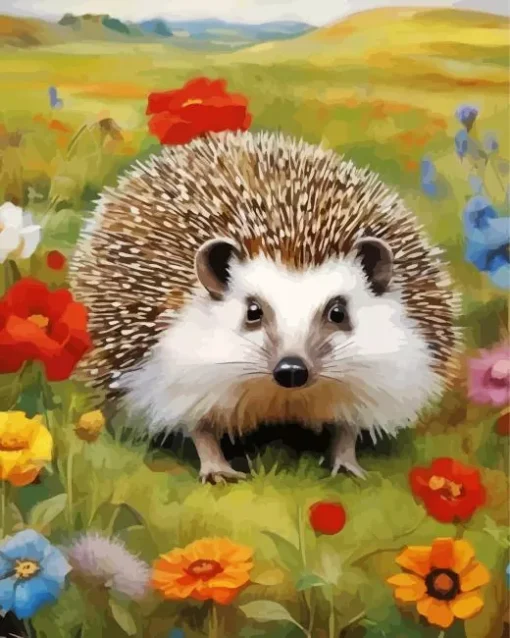 Flowers And The Hedgehog Diamond Painting