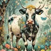 Flowers Cow Art Diamond Painting