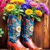 Flowers In Boots Art Diamond Painting